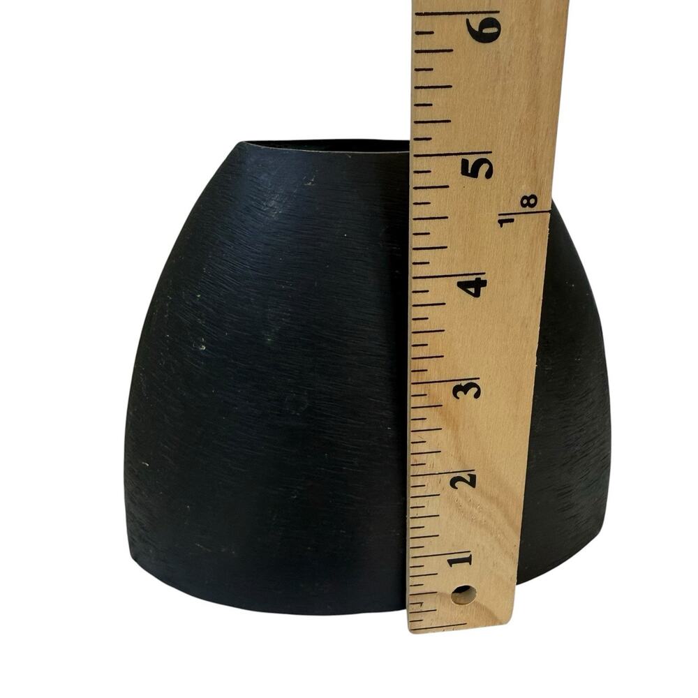 Vase Black Brushed Metal Modern Organic Asymmetrical Textured Matte Finish 5” - Picture 4 of 4